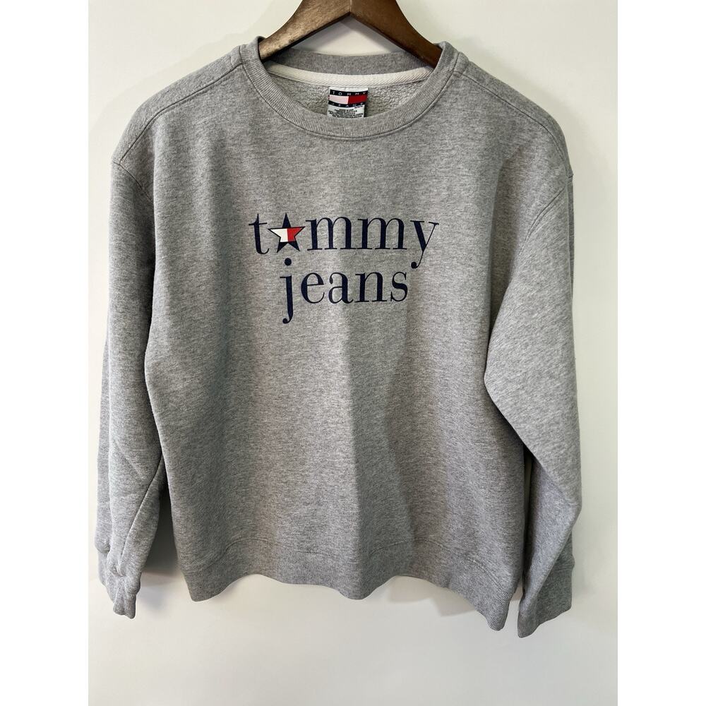 Vintage 90s Tommy Jeans Crewneck Made‎ in USA  Med Streetwear Womens Logo Flag